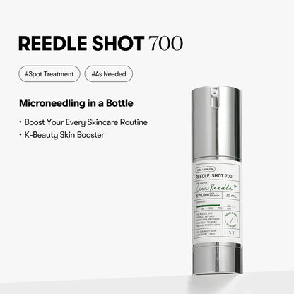 Reedle Shot 700, Spicule Microneedling Serum for Pore Care&Exfoliation, Exosome&Centella Asiatica for Glass Skin, Acne&Blemish Care, Korean Liquid Skin Booster (1 Fl Oz / 30ml)