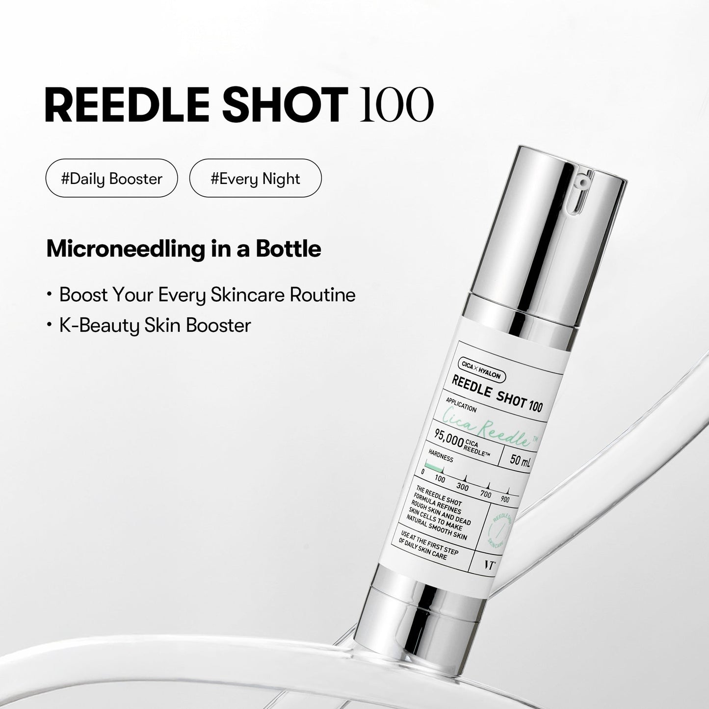 Reedle Shot 100, Spicule Microneedling Serum for Pore Care & Exfoliation, Exosome, Centella Asiatica for Glass Skin, Skin Texture, Korean Liquid Skin Booster (1.69 Fl Oz / 50ml)